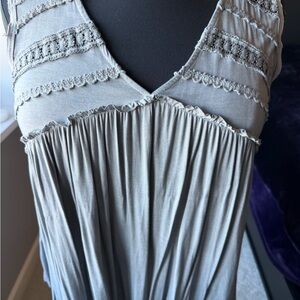 Gray Sleeveless Top with Lace Details